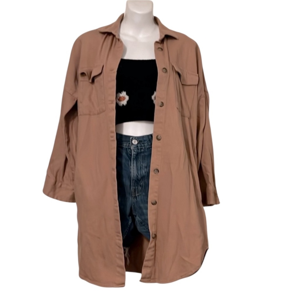 The Drop Button Down Long Lightweight Shirt Jacket Shacket Sz S